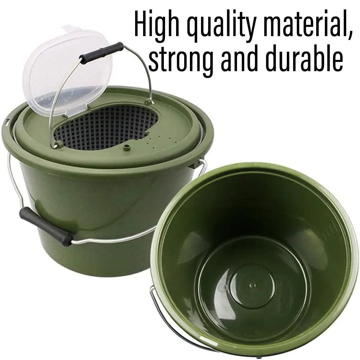 Portable Double Live Fish Bucket Breathable Fish Storage Container for Fishing - S V528-DOUBLE-LAYER-FISH-BUCKET-S-680724
