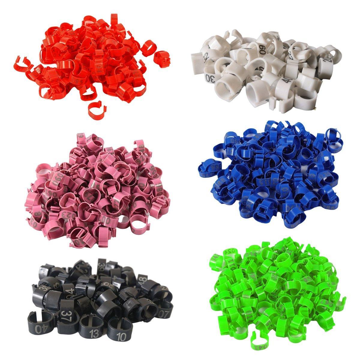 100X 001-100 Digital Numbered Bird Leg Band Rings Clip For Pigeon Parrot Poultry - Red V528-DOVE-FOOT-BRACELET-RD-100PCS-874126