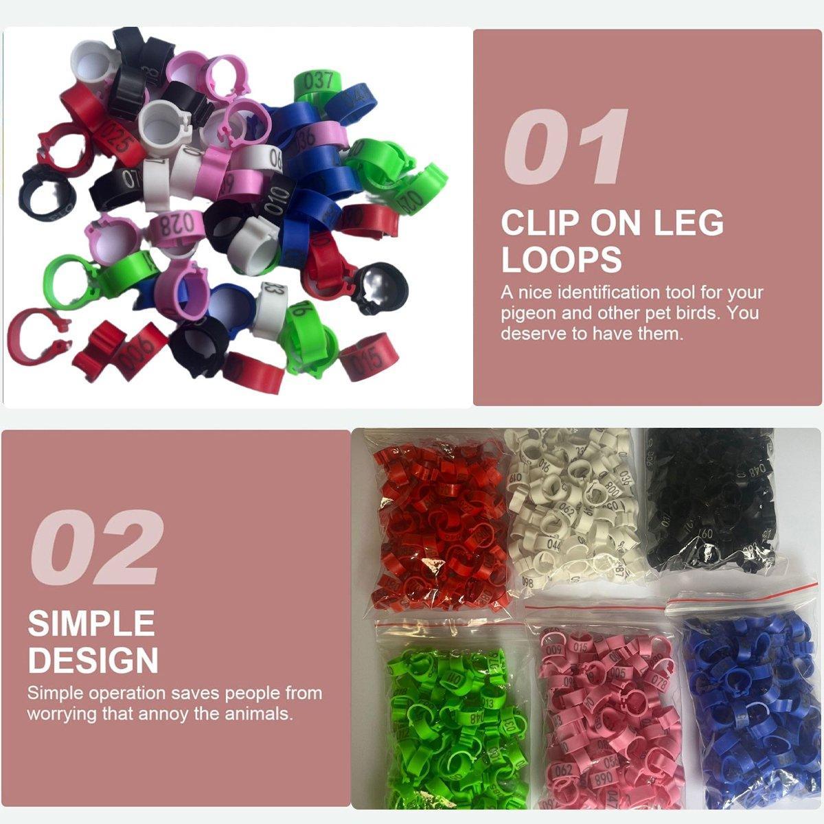 100X 001-100 Digital Numbered Bird Leg Band Rings Clip For Pigeon Parrot Poultry - White V528-DOVE-FOOT-BRACELET-WT-100PCS-244885