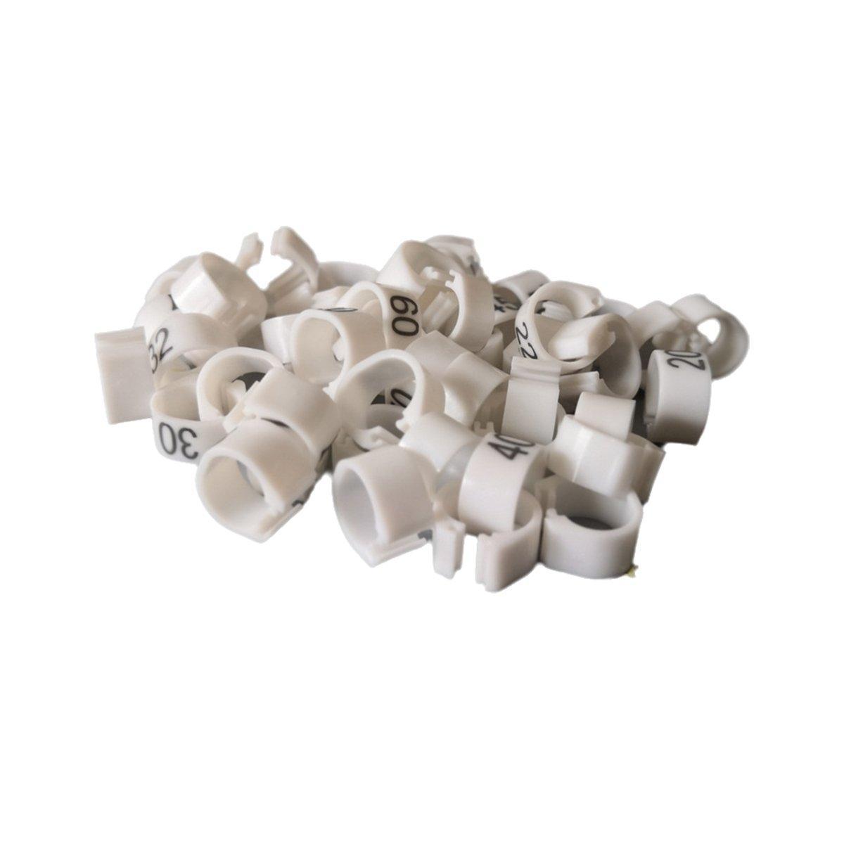 100X 001-100 Digital Numbered Bird Leg Band Rings Clip For Pigeon Parrot Poultry - White V528-DOVE-FOOT-BRACELET-WT-100PCS-244885