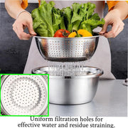 Multifunctional 201 Stainless Steel Basin 3 in 1 Colanders Basin Mixing Bowl Set V528-DRAIN-BASKET-3PCS-790458
