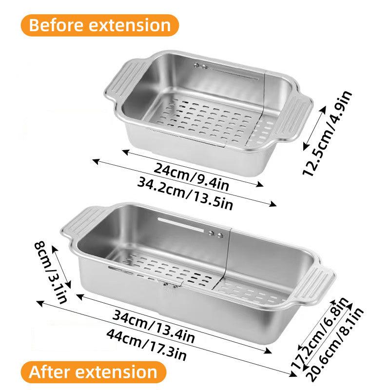 304 Stainless Steel Retractable Sink Drain Basket Kitchen Storage Rack Adjustable V528-DRAIN-BASKET-676050