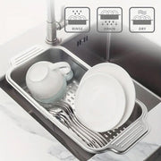 304 Stainless Steel Retractable Sink Drain Basket Kitchen Storage Rack Adjustable V528-DRAIN-BASKET-676050