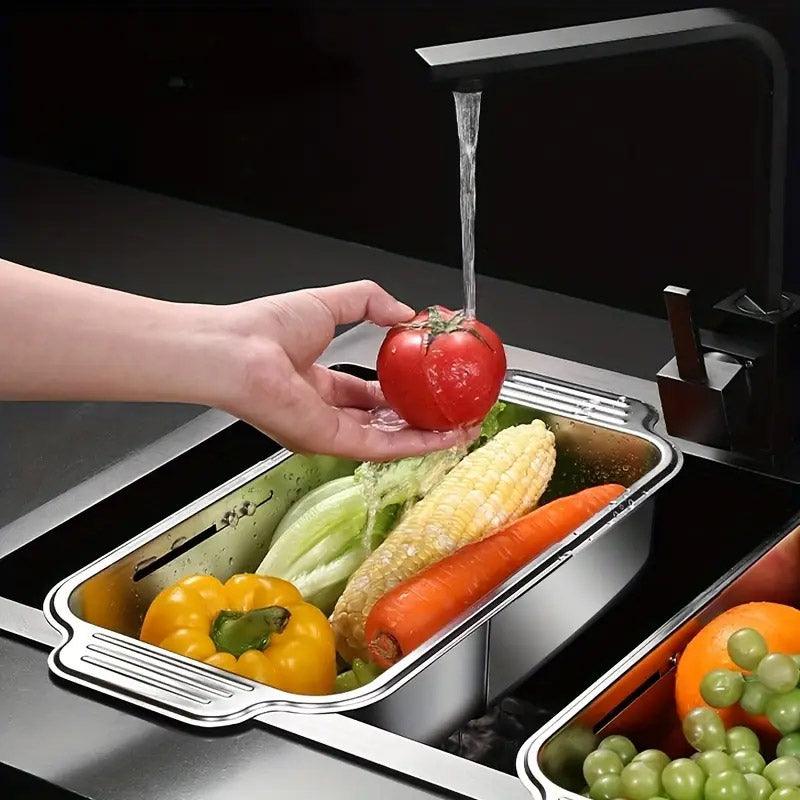 304 Stainless Steel Retractable Sink Drain Basket Kitchen Storage Rack Adjustable V528-DRAIN-BASKET-676050