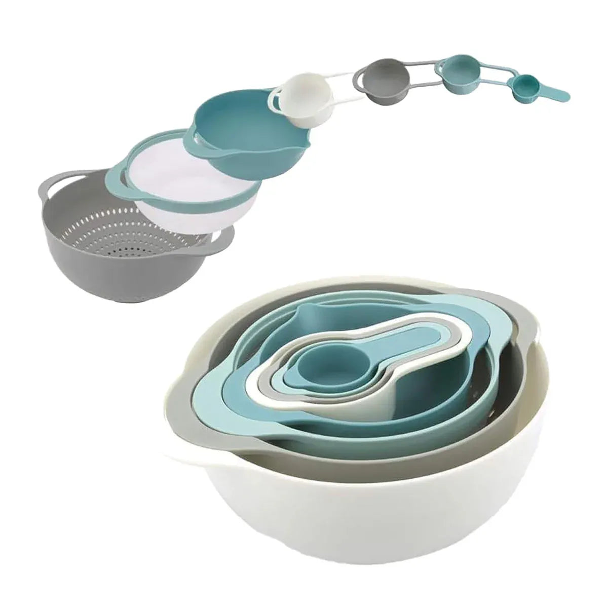 8pcs Plastic Basin Set Drain Basket Washing Mixing Bowl Set Kitchen Baking Tools V528-DRAIN-BASKET-8PCS-305923