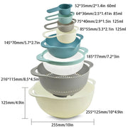 8pcs Plastic Basin Set Drain Basket Washing Mixing Bowl Set Kitchen Baking Tools V528-DRAIN-BASKET-8PCS-305923