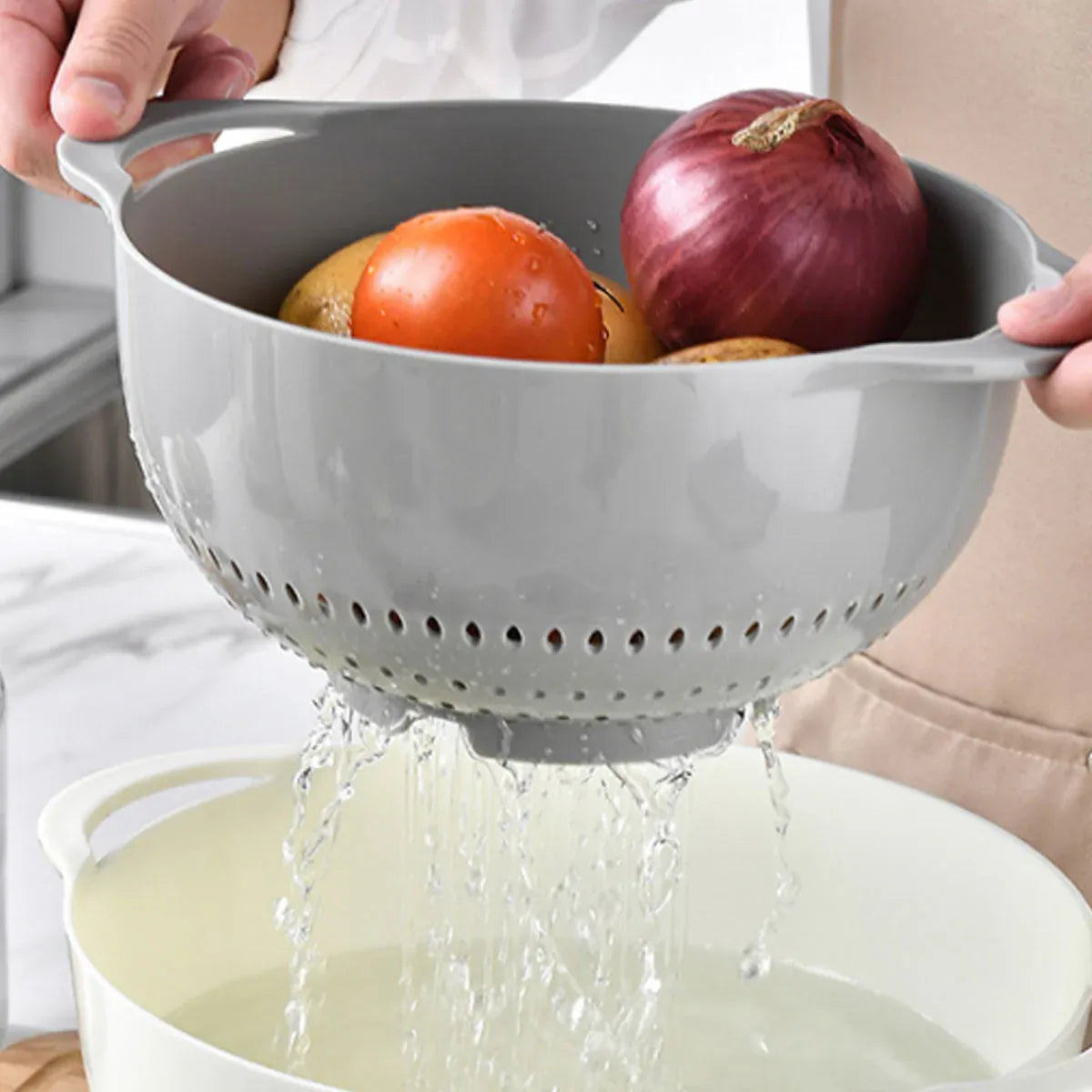 8pcs Plastic Basin Set Drain Basket Washing Mixing Bowl Set Kitchen Baking Tools V528-DRAIN-BASKET-8PCS-305923