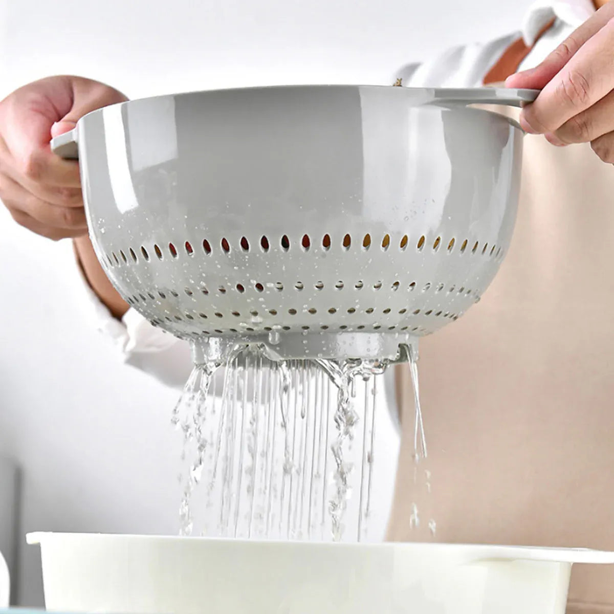 8pcs Plastic Basin Set Drain Basket Washing Mixing Bowl Set Kitchen Baking Tools V528-DRAIN-BASKET-8PCS-305923