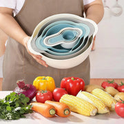 8pcs Plastic Basin Set Drain Basket Washing Mixing Bowl Set Kitchen Baking Tools V528-DRAIN-BASKET-8PCS-305923
