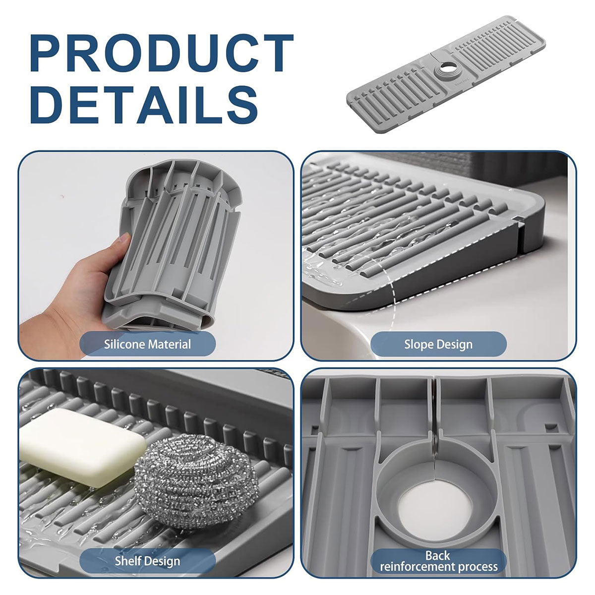 Faucet Draining Pad Narrow Sink Splash Guard Mat for Washbasin Water Catcher - Green V528-DRAIN-MAT-GREEN-427698