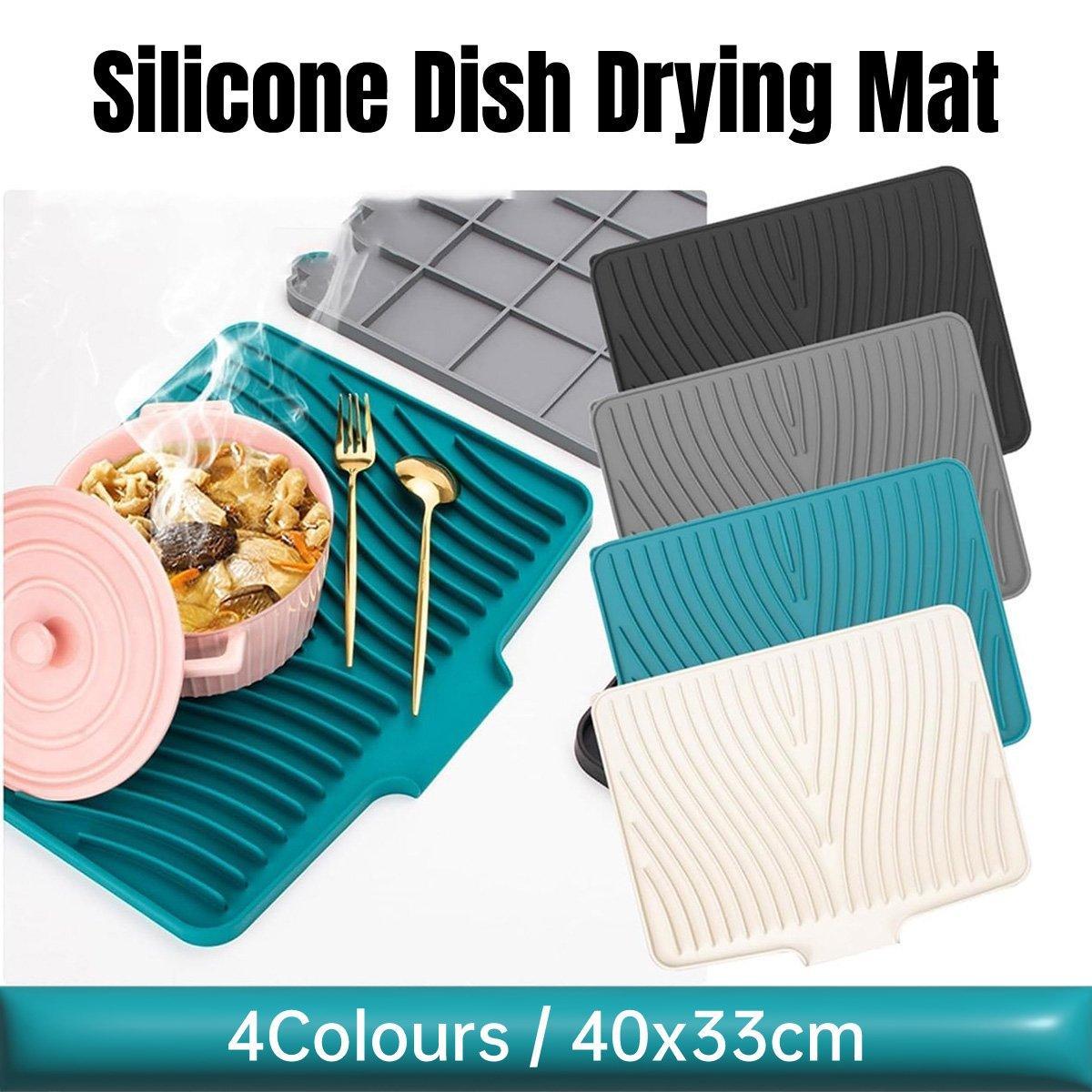 Silicone Dish Drying Mat Heat Resistant Draining Slope Pad for Kitchen Counter - Green V528-DRAIN-MAT-GREEN-852951