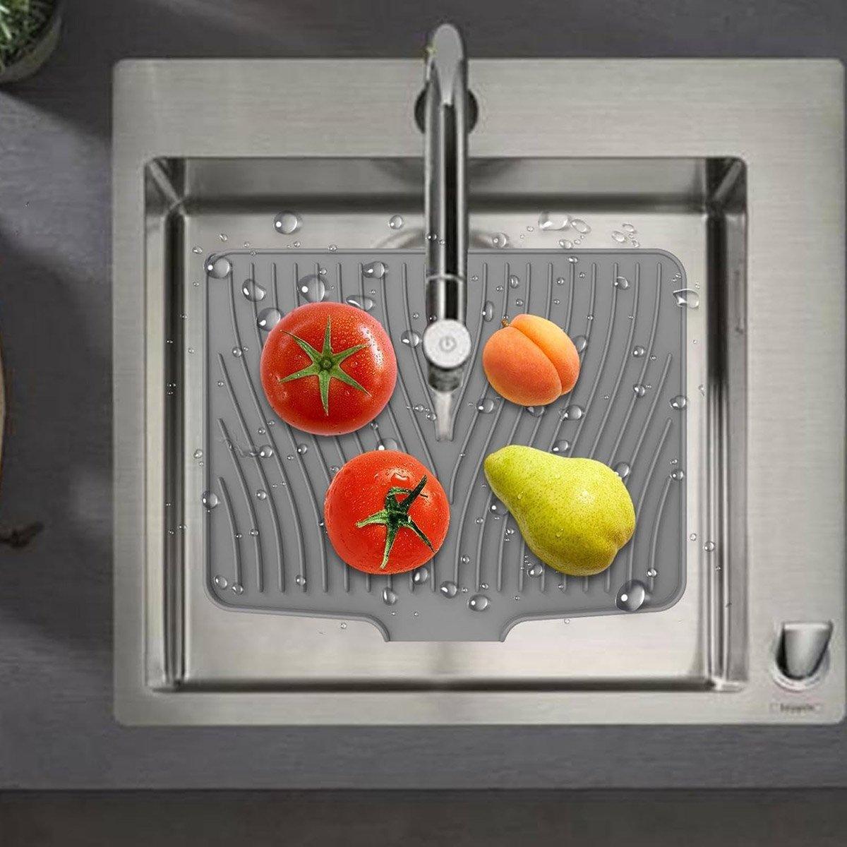 Silicone Dish Drying Mat Heat Resistant Draining Slope Pad for Kitchen Counter - Green V528-DRAIN-MAT-GREEN-852951