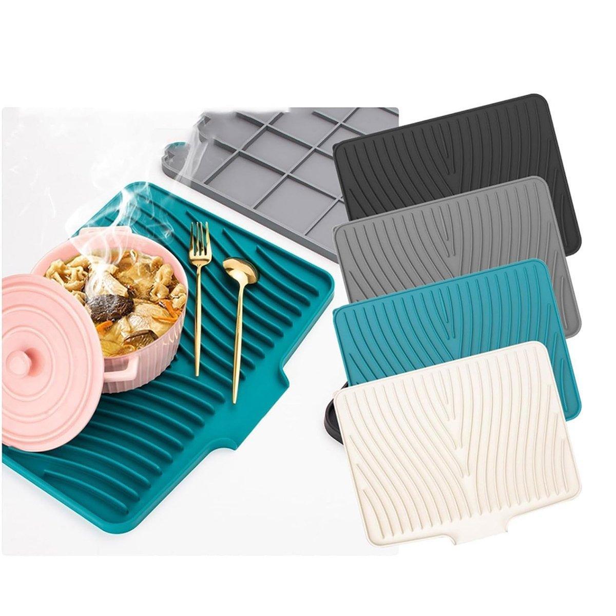 Silicone Dish Drying Mat Heat Resistant Draining Slope Pad for Kitchen Counter - Green V528-DRAIN-MAT-GREEN-852951