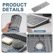 Faucet Draining Pad Narrow Sink Splash Guard Mat for Washbasin Water Catcher - Grey V528-DRAIN-MAT-GREY-380989