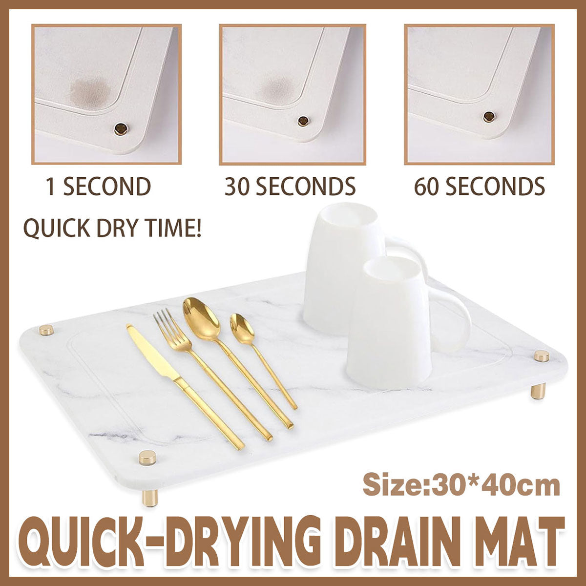 Diatom Mud Water Draining Pad Kitchen Faucet Washbasin Water Absorbing Mat V528-DRAIN-PAD-L20-30-40-475082