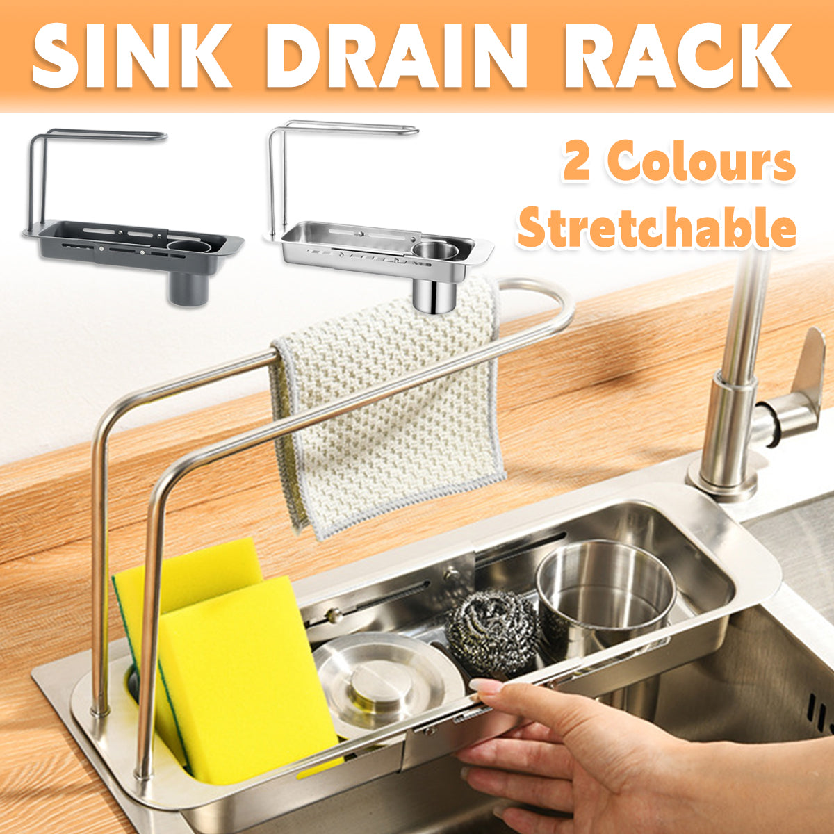Retractable Kitchen Sink Draining Rack Water Filter Basket Storage Shelf Home - Silver V528-DRAIN-RACK-BRIGHT-526197