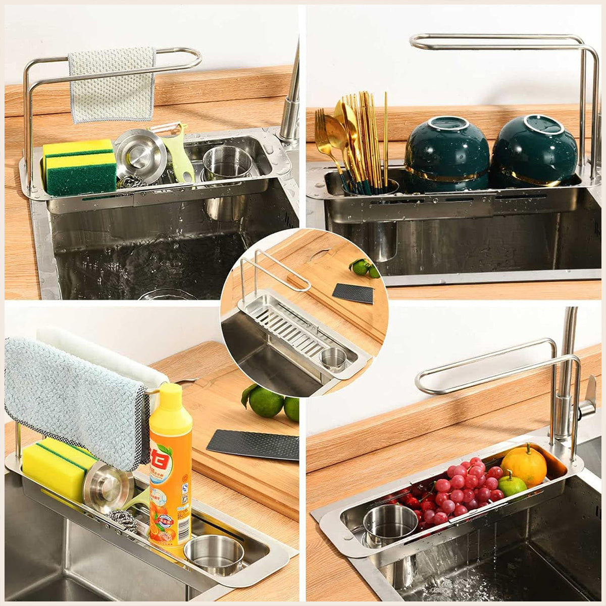 Retractable Kitchen Sink Draining Rack Water Filter Basket Storage Shelf Home - Grey V528-DRAIN-RACK-GREY-774493