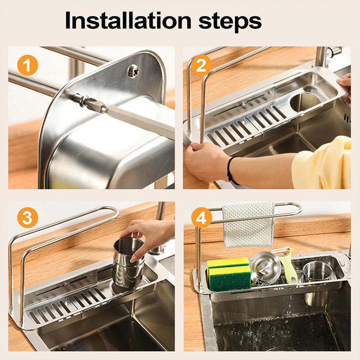Retractable Kitchen Sink Draining Rack Water Filter Basket Storage Shelf Home - Grey V528-DRAIN-RACK-GREY-774493