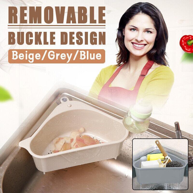 Triangle Sink Kitchen Storage Drain Basket Rack Shelf Holder Strainer Organizer - Grey V528-DRAINBASKET-1PCS-GREY-533353