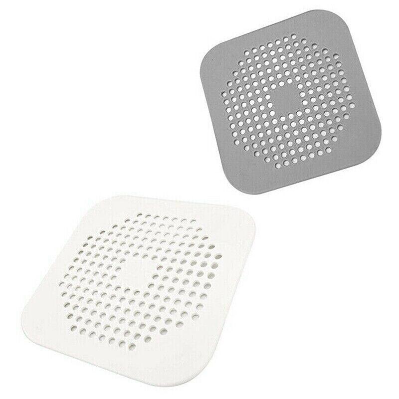 2Pc Square Drain Cover For Shower Drain Hair Catcher Flat Silicone Plug For Bath - 2PCS-White V528-DRAINCOVER-WHITE-2-853900