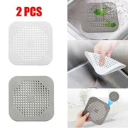 2Pc Square Drain Cover For Shower Drain Hair Catcher Flat Silicone Plug For Bath - 1PC White+ 1PC Grey V528-DRAINCOVER-WHITEGREY-690443