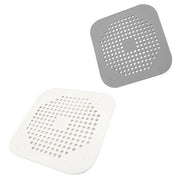 2Pc Square Drain Cover For Shower Drain Hair Catcher Flat Silicone Plug For Bath - 1PC White+ 1PC Grey V528-DRAINCOVER-WHITEGREY-690443
