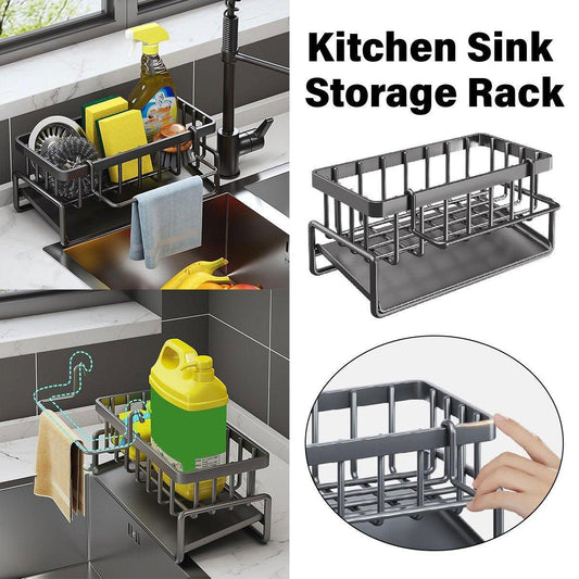 Kitchen Sink Caddy Storage Organizer Steel Sponge Soap Brush Holder Faucet Rack V528-DRAINING-RACK-BLACK-726335