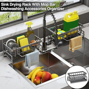 Kitchen Sink Caddy Storage Organizer Steel Sponge Soap Brush Holder Faucet Rack V528-DRAINING-RACK-BLACK-726335
