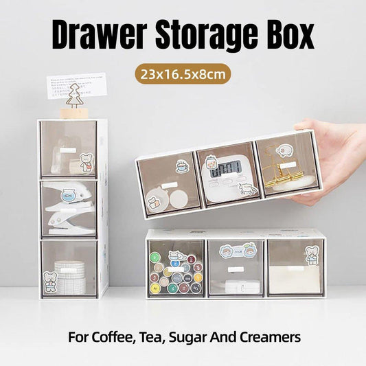 Storage Box 3Drawers DIY Desktop Plastic Transparent Coffee Sugar Jewelry Box V528-DRAWER-629815