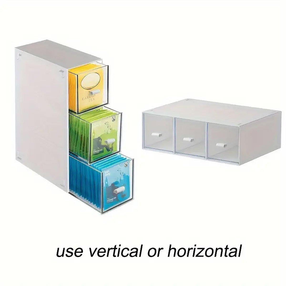 Storage Box 3Drawers DIY Desktop Plastic Transparent Coffee Sugar Jewelry Box V528-DRAWER-629815