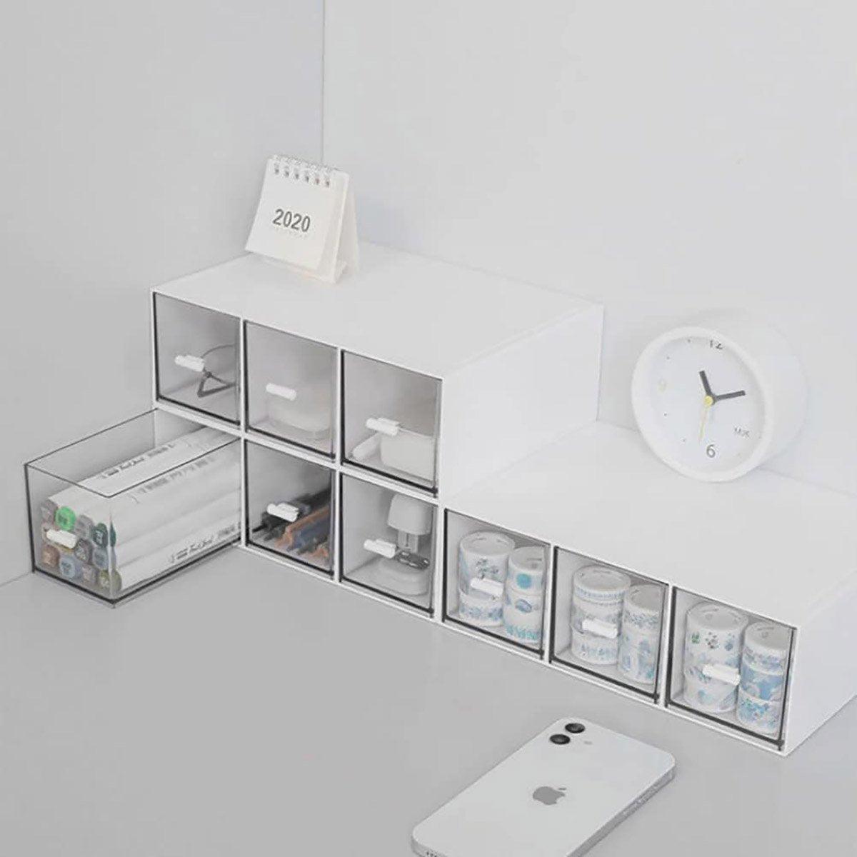 Storage Box 3Drawers DIY Desktop Plastic Transparent Coffee Sugar Jewelry Box V528-DRAWER-629815