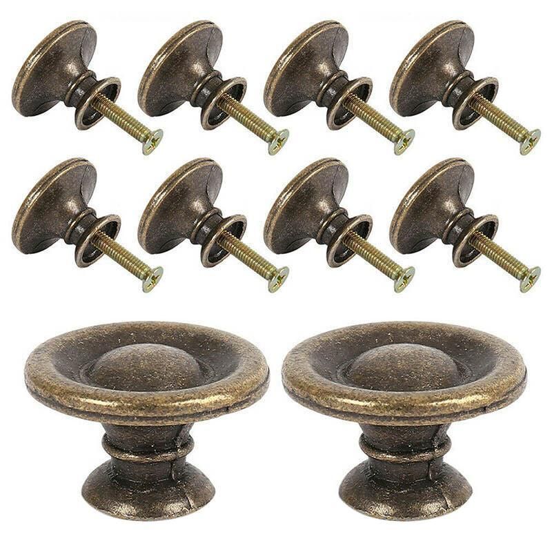 10/20/40Pcs Antique Brass Drawer Knobs Vintage Cabinet Handles Cupboard Pulls - 10PCS V528-DRAWERHANDLE-10PCS-987452