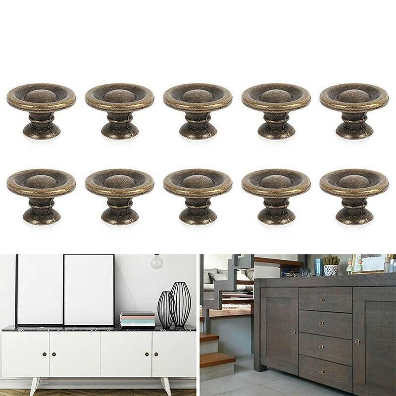 10/20/40Pcs Antique Brass Drawer Knobs Vintage Cabinet Handles Cupboard Pulls - 10PCS V528-DRAWERHANDLE-10PCS-987452