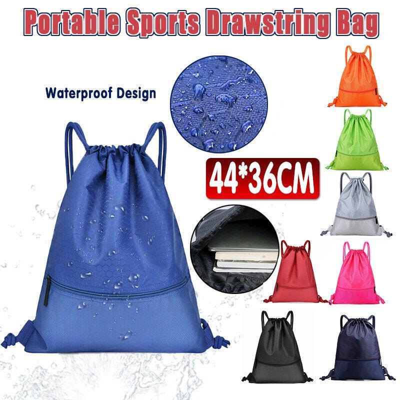 Backpack Sport Pack String Tote Gym Bag Cinch Sack School Drawstring Capacity - Orange V528-DRAWSTRINGBAG-S-ORANGE-85618