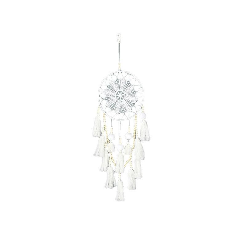 Handmade Dream Catcher Natural Macrame Hairball Art Wall Hanging Room Home Decor V528-DREAMCATCHER-WHITE-416930