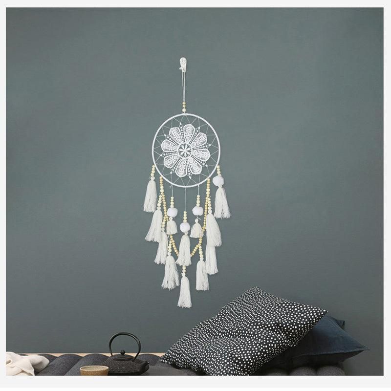 Handmade Dream Catcher Natural Macrame Hairball Art Wall Hanging Room Home Decor V528-DREAMCATCHER-WHITE-416930