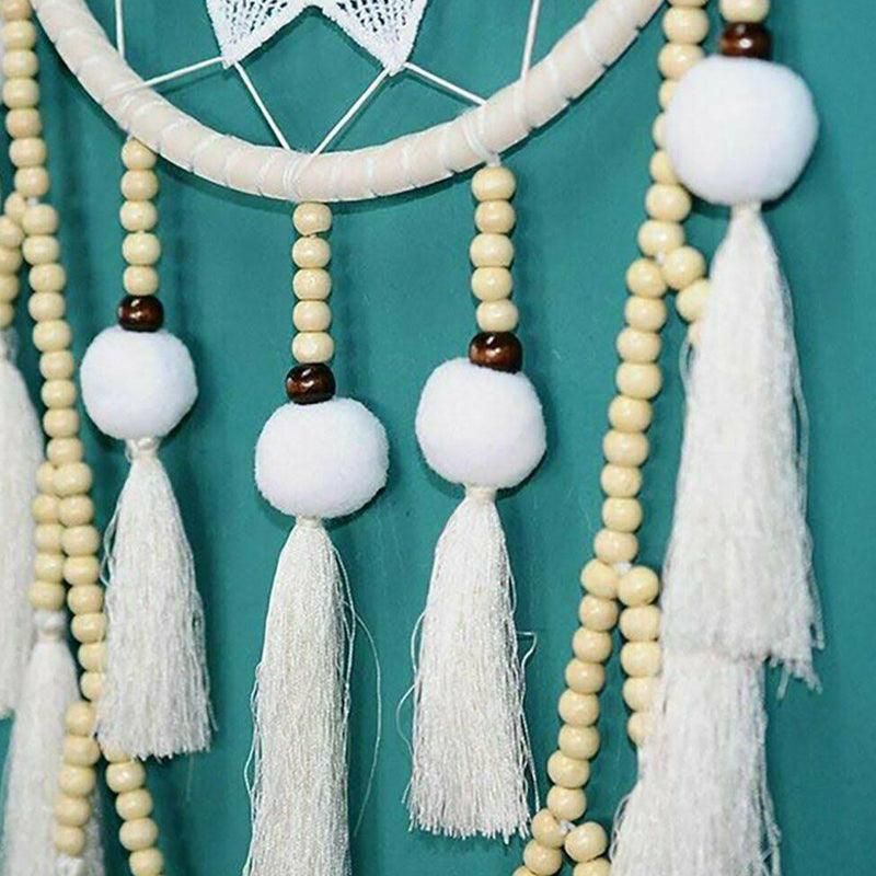 Handmade Dream Catcher Natural Macrame Hairball Art Wall Hanging Room Home Decor V528-DREAMCATCHER-WHITE-416930