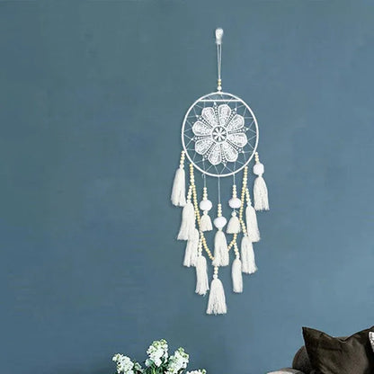 Handmade Dream Catcher Natural Macrame Hairball Art Wall Hanging Room Home Decor V528-DREAMCATCHER-WHITE-416930