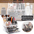 Holder Cosmetic Makeup Organiser 4 Drawer Storage Jewellery Box Clear Acrylic - Without Black Mesh Pad V528-DRESSINGCASE-4GIRD-64511