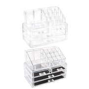 Holder Cosmetic Makeup Organiser 4 Drawer Storage Jewellery Box Clear Acrylic - Without Black Mesh Pad V528-DRESSINGCASE-4GIRD-64511