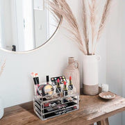 Holder Cosmetic Makeup Organiser 4 Drawer Storage Jewellery Box Clear Acrylic - Without Black Mesh Pad V528-DRESSINGCASE-4GIRD-64511