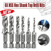 6X Hss Hex Shank Tap Drill Bits Metric Thread Screw Tapping Compound Set Tool V528-DRILL-6PCS-21501
