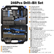 246pcs Drill Bit Set Hole Opener Drills Kit Metal Wood Plastic DIY Power Tools V528-DRILL-BIT-SET-JP246PC-BLUE-518804