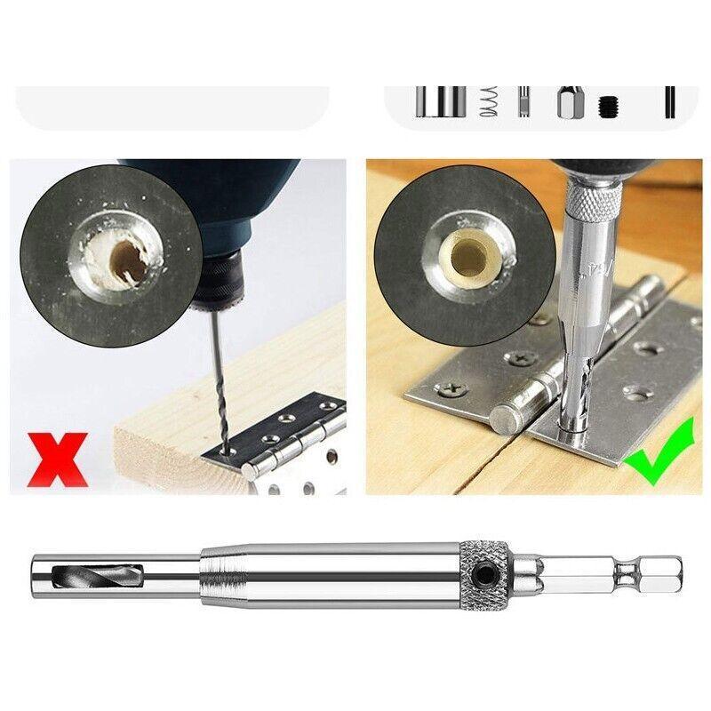 4X Self-Centering Drill Bits Hex Shank Pilot Door Drawer Hinge Hole Screw Guide V528-DRILLBITS-5PCS-816154