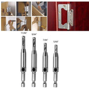 4X Self-Centering Drill Bits Hex Shank Pilot Door Drawer Hinge Hole Screw Guide V528-DRILLBITS-5PCS-816154