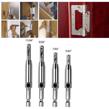 4X Self-Centering Drill Bits Hex Shank Pilot Door Drawer Hinge Hole Screw Guide V528-DRILLBITS-5PCS-816154
