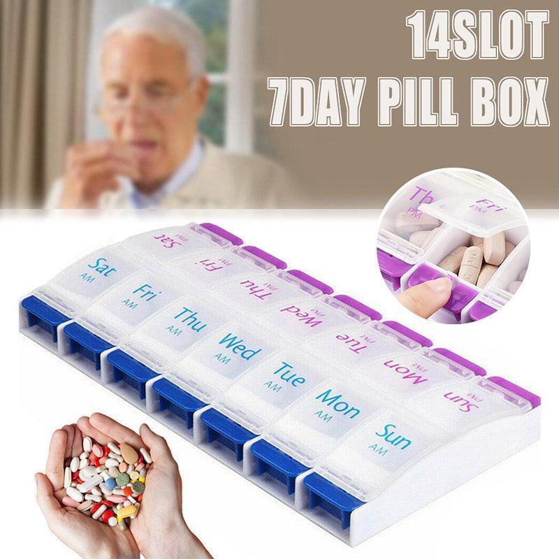 14 Slot 7 Day Pill Box Dispenser Medicine Organiser Am Case Medication Au Stock V528-DRUGBO-14GIRD-46861