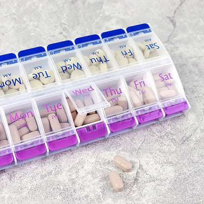 14 Slot 7 Day Pill Box Dispenser Medicine Organiser Am Case Medication Au Stock V528-DRUGBO-14GIRD-46861