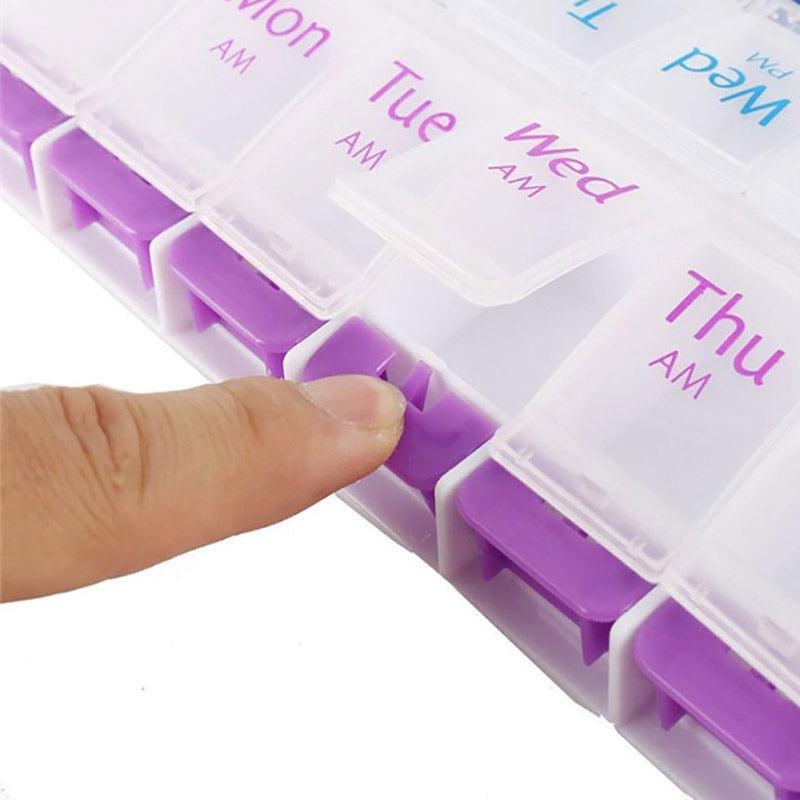 14 Slot 7 Day Pill Box Dispenser Medicine Organiser Am Case Medication Au Stock V528-DRUGBO-14GIRD-46861