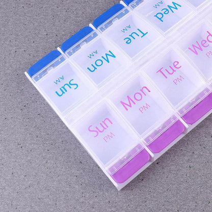 14 Slot 7 Day Pill Box Dispenser Medicine Organiser Am Case Medication Au Stock V528-DRUGBO-14GIRD-46861